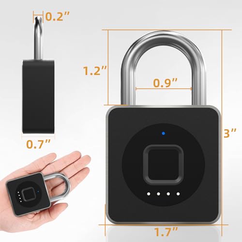 Pothunder Fingerprint Padlock, Fingerprint Lock with APP, Padlock with Keyless Biometric, Smart Padlock Waterproof Suitable for Gym, Locker, Gates, Fence and Storage