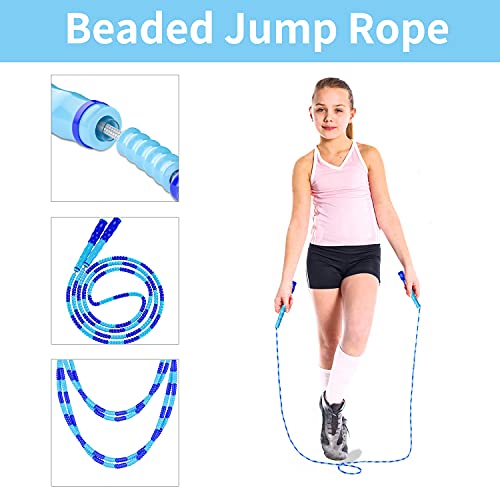 Leeboom Jump Rope, Adjustable Length Tangle-Free Segmented Soft Beaded Skipping Rope, Fitness Jump Rope for Kids, Man, and Women Weight Loss 9.2 Feet