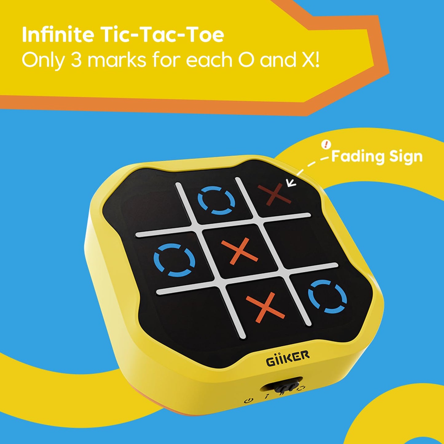 GiiKER Tic Tac Toe Bolt Game, Original 3-in-1 Handheld Puzzle Game Console, Portable Travel Games for Car Ride, Board Games for Kids and Adults, Birthday Gifts for Ages 3+