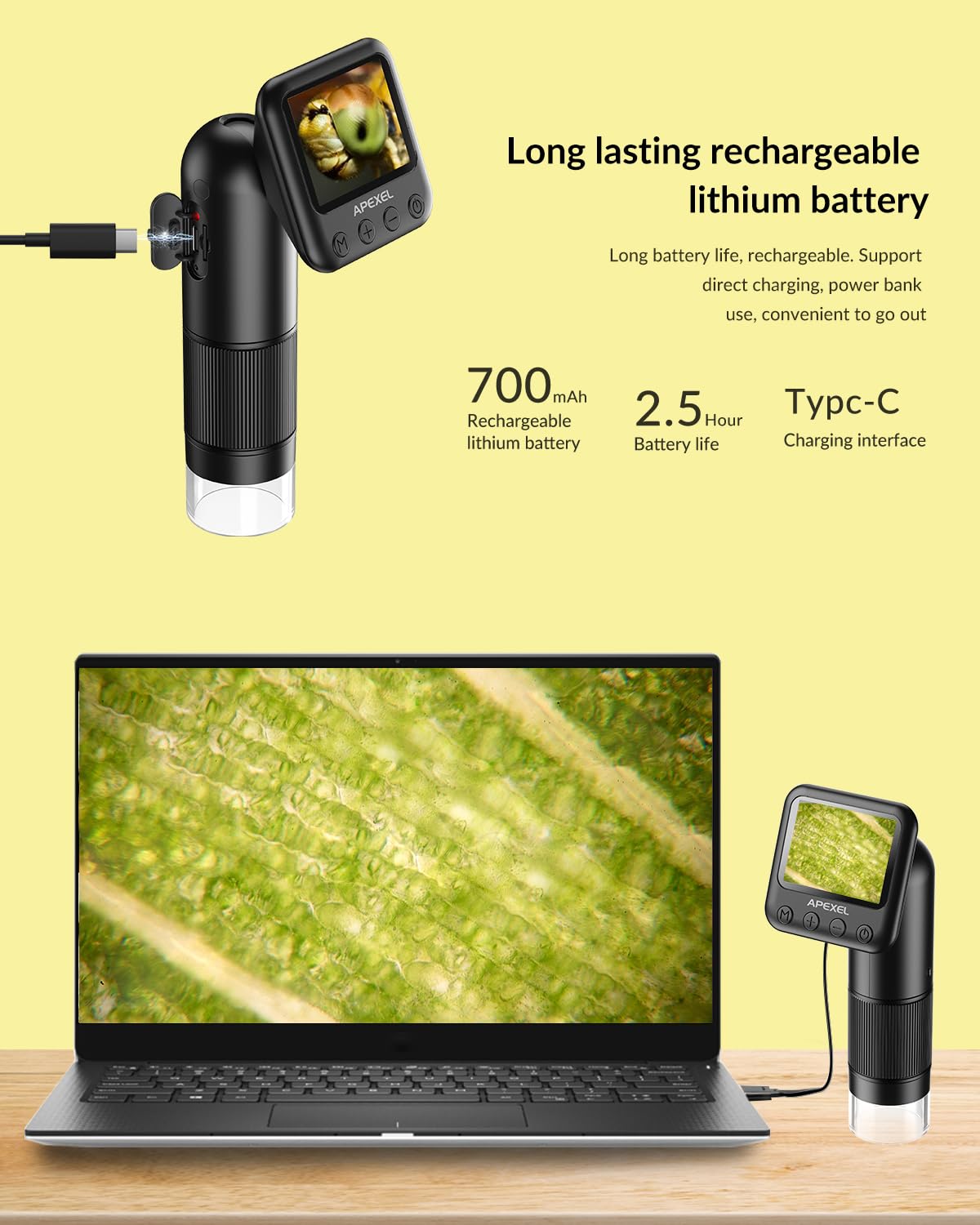 Handheld Digital Microscope, 800X HD Digital Microscope for Adults, with 2" LCD Screen Pocket Microscope for Kids, USB Lab Handheld Digital Microscopes Equipment, with 32GB SD Card