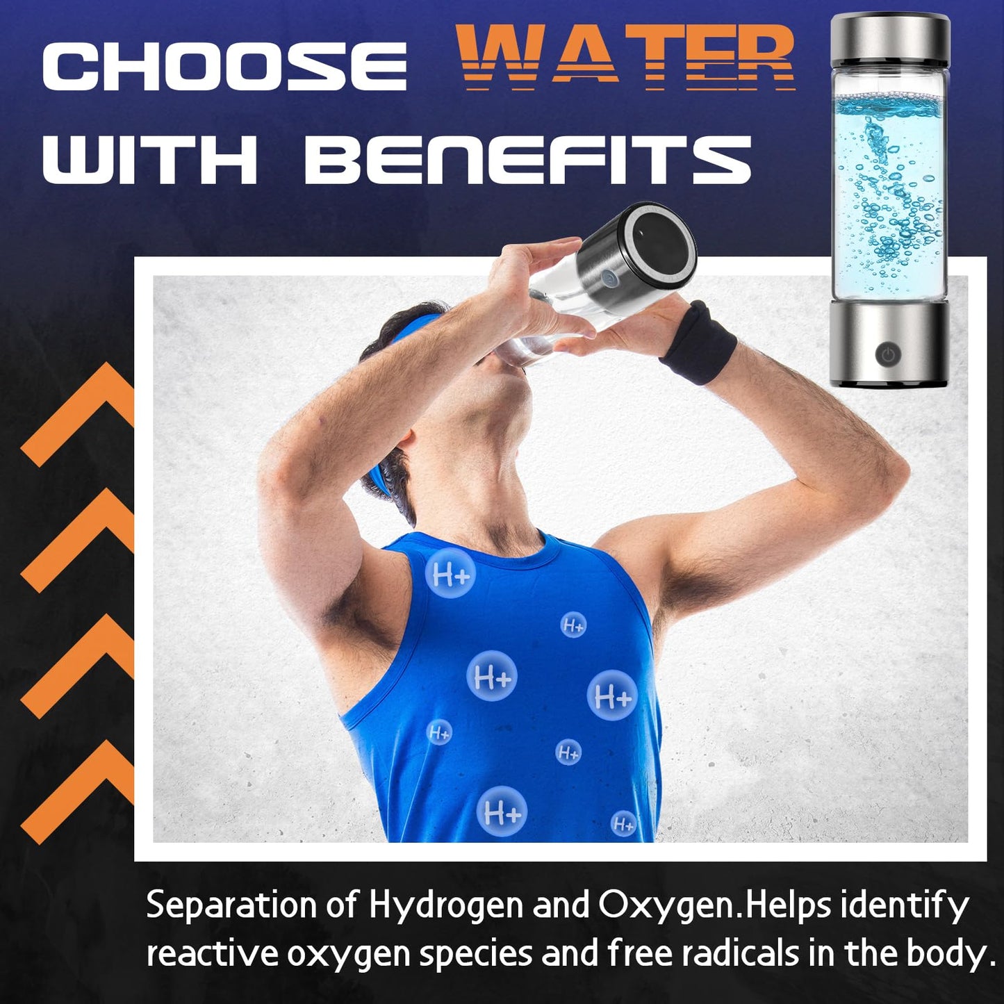 Hydrogen Water Bottle Generator, Portable Rechargeable aquahealth Hydrogen Water, Hydrogen Water Ionizer Machine, with SPE/PEM Technology, for Home Office Travel Fitness Drinking