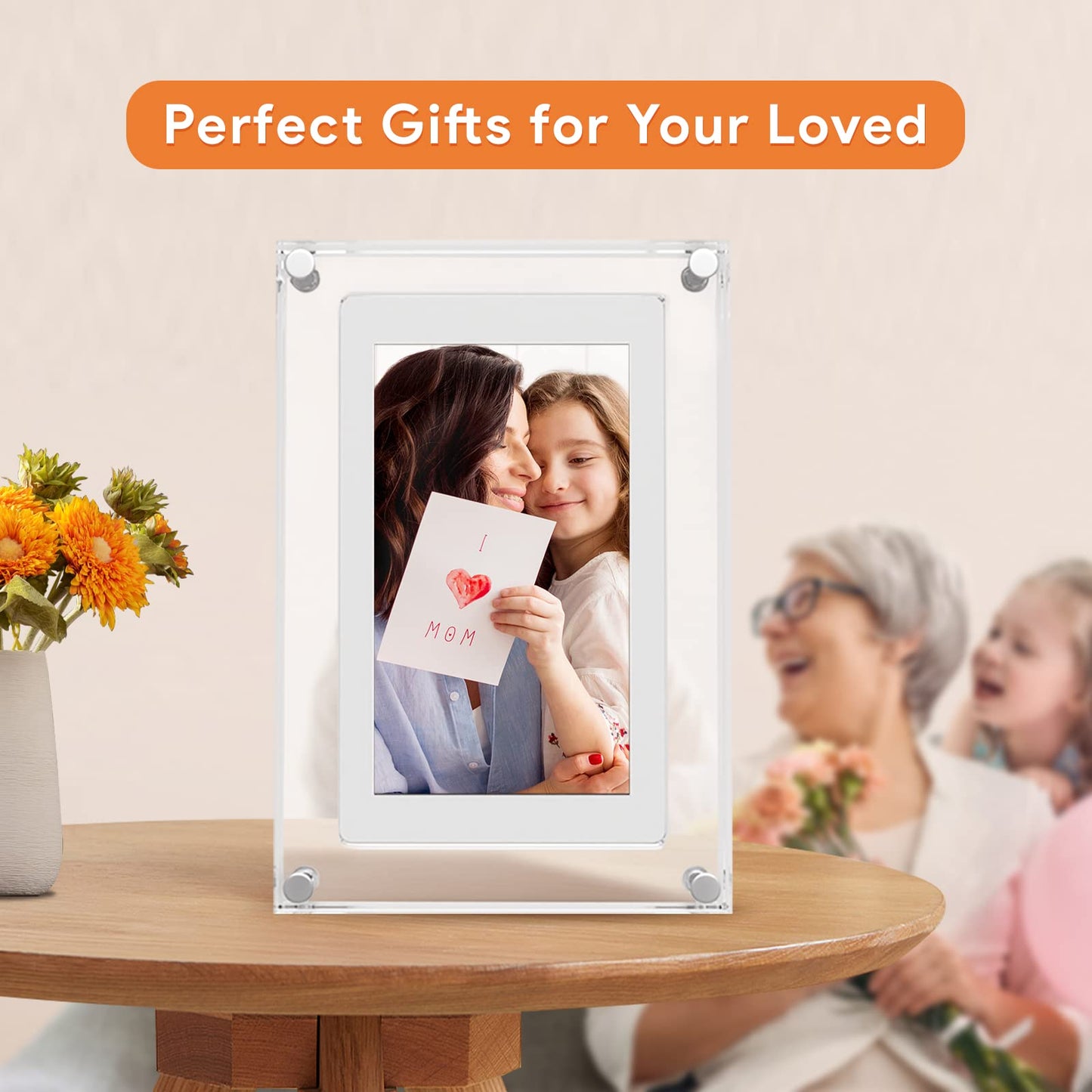 5 Inch Digital Picture Frame, Acrylic Video Frame, 2GB Memory, 1000mAh Built-in Battery, Perfect for Home Decor and Heartfelt Gifts…